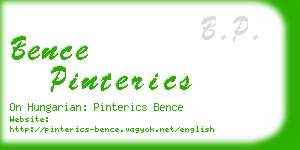 bence pinterics business card